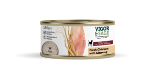 Picture of 12 x 0.185kg Vigor & Sage Fresh Chicken with Ginseng Wet Food Dog