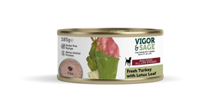Picture of 12 x 0.185kg Vigor & Sage Fresh Turkey with Lotus Leaf Wet Food Dog