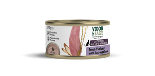Picture of 12 x 0.07kg Vigor & Sage Fresh Turkey with Astragalus Wet Food Cat