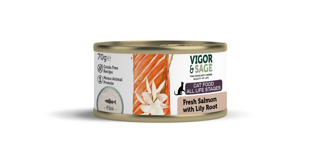Picture of 12 x 0.07kg Vigor & Sage Fresh Salmon with Lily Root Wet Food Cat
