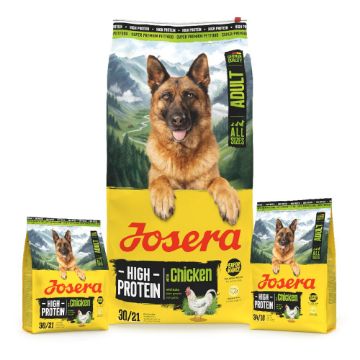 Josera High Protein Adult Chicken for active working and sporting dogs Josera High Protein Adult Chicken for active working and sporting dogs in 12.5kg, 3kg and 0.9kg bags