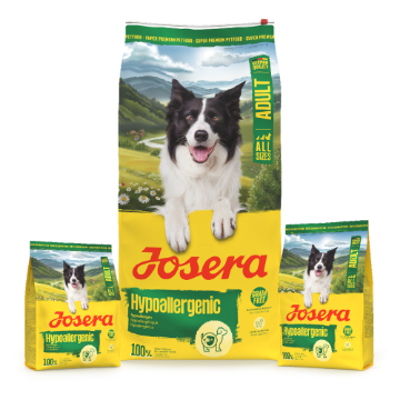 Josera Adult Hypoallergenic grain-free single insect meat protein complete food for all adult and senior dogs Josera Adult Hypoallergenic grain-free single insect meat protein complete food for all adult and senior dogs 12.5kg, 3kg and 0.9kg bags