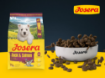 Josera Mini Junior Duck & Salmon gluten free complete food for small breed puppies and adults with kibble bowl