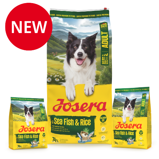 Josera Adult Sea Fish & Rice gluten free complete food for all adult dogs in 12.5kg, 3kg and 0.9kg bags